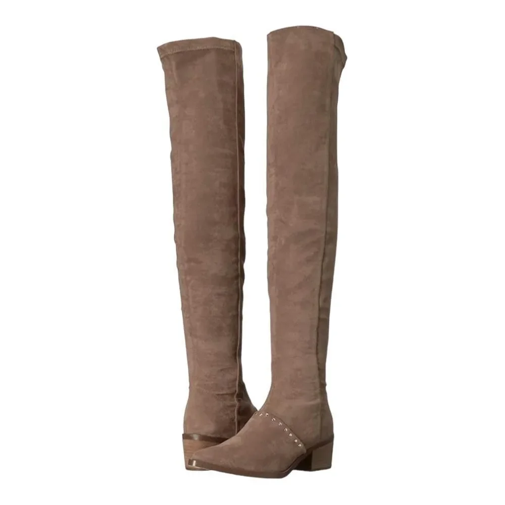 Report Women's Zaria Over The Knee Boot Taupe Faux Suede Boots Size 9
